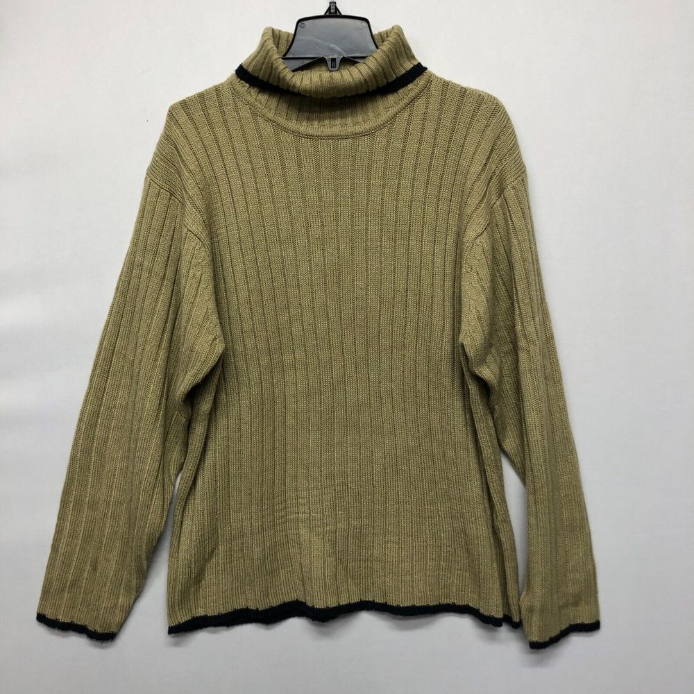 Vintage Ferruche Men Turtleneck Cable Knit Acrylic Sweater Size Large Y2K M102 8